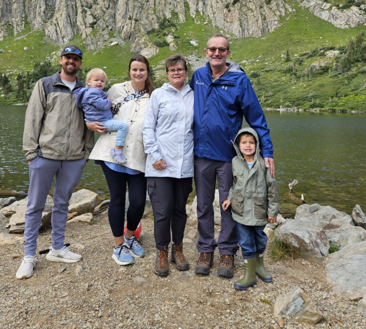 testimonial Chantz Williamson form Dreamcatcher Dairy with is family in front of a lake
